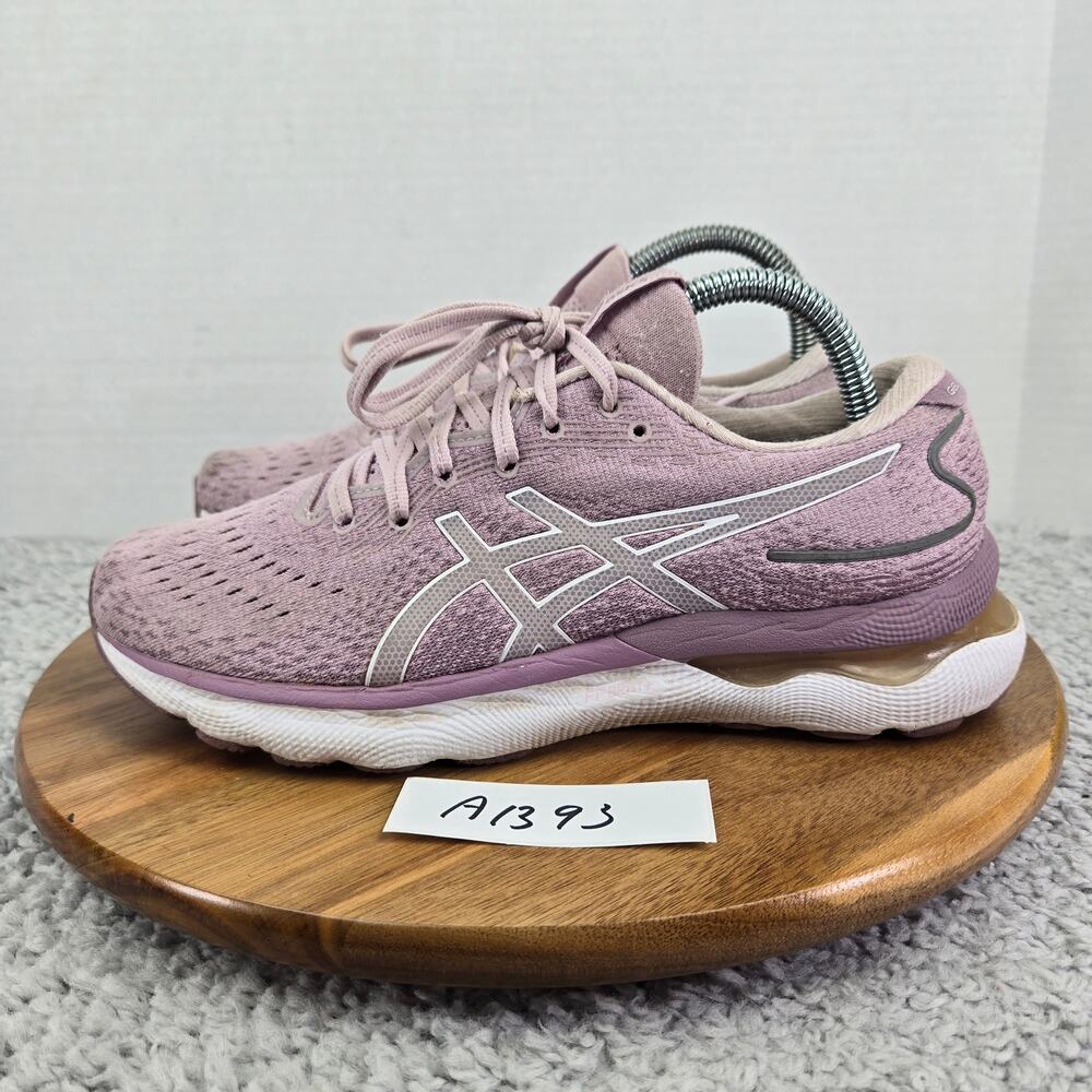 Asics Womens 8 Gel-Nimbus 24 Barley Rose White Athletic Gym Daily Running Shoe